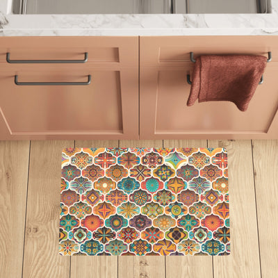 Mandala Mosaic Themed Design Print Kitchen Mat