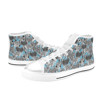 Zebra Print Design LKS305 High Top Women's White Shoes