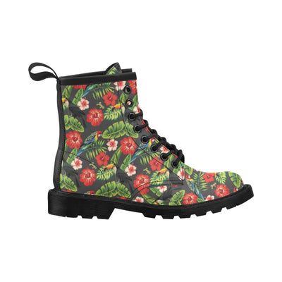Hibiscus Red With Parrotprint Design LKS303 Women's Boots