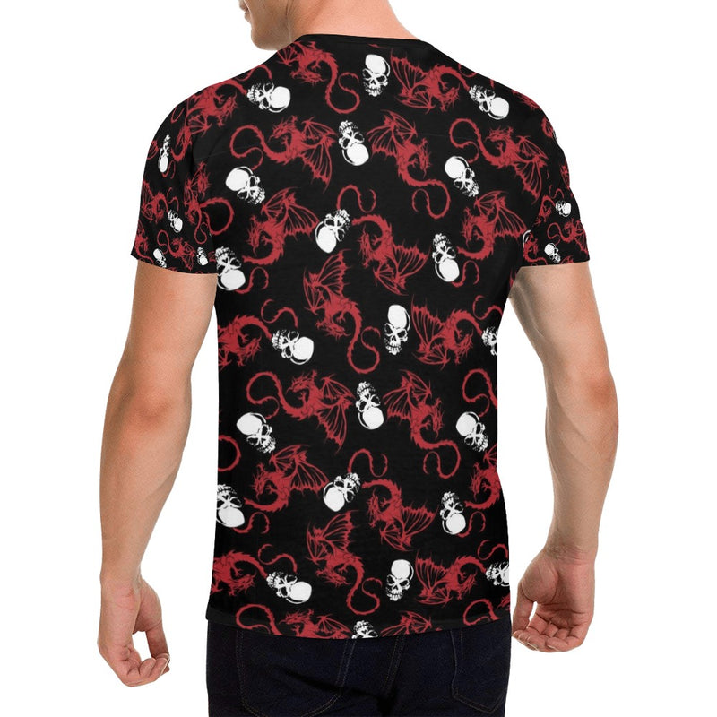 Skull With Red Dragon Print Design LKS304 Men's All Over Print T-shirt