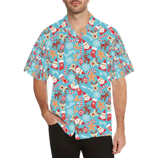 Santa Christmas Themed Print Design LKS306 Men's Hawaiian Shirt