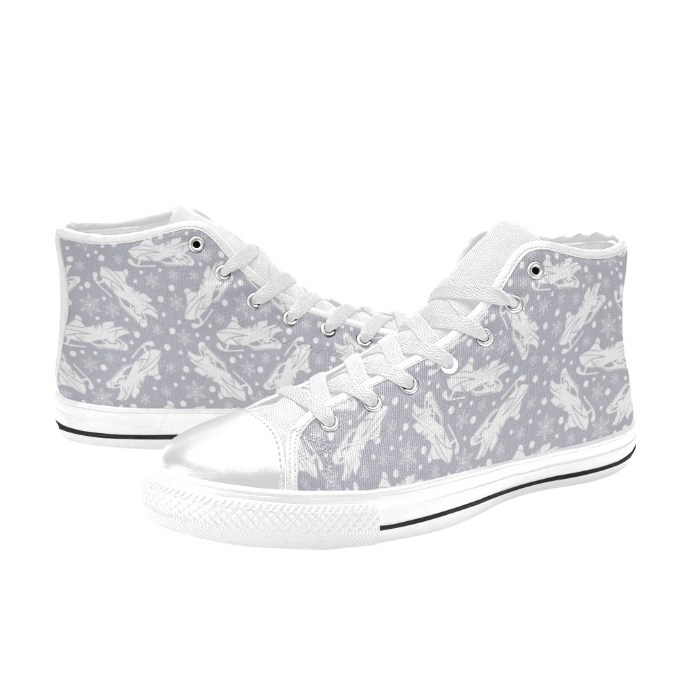 Snowmobile Print Design LKS302 High Top Women's White Shoes