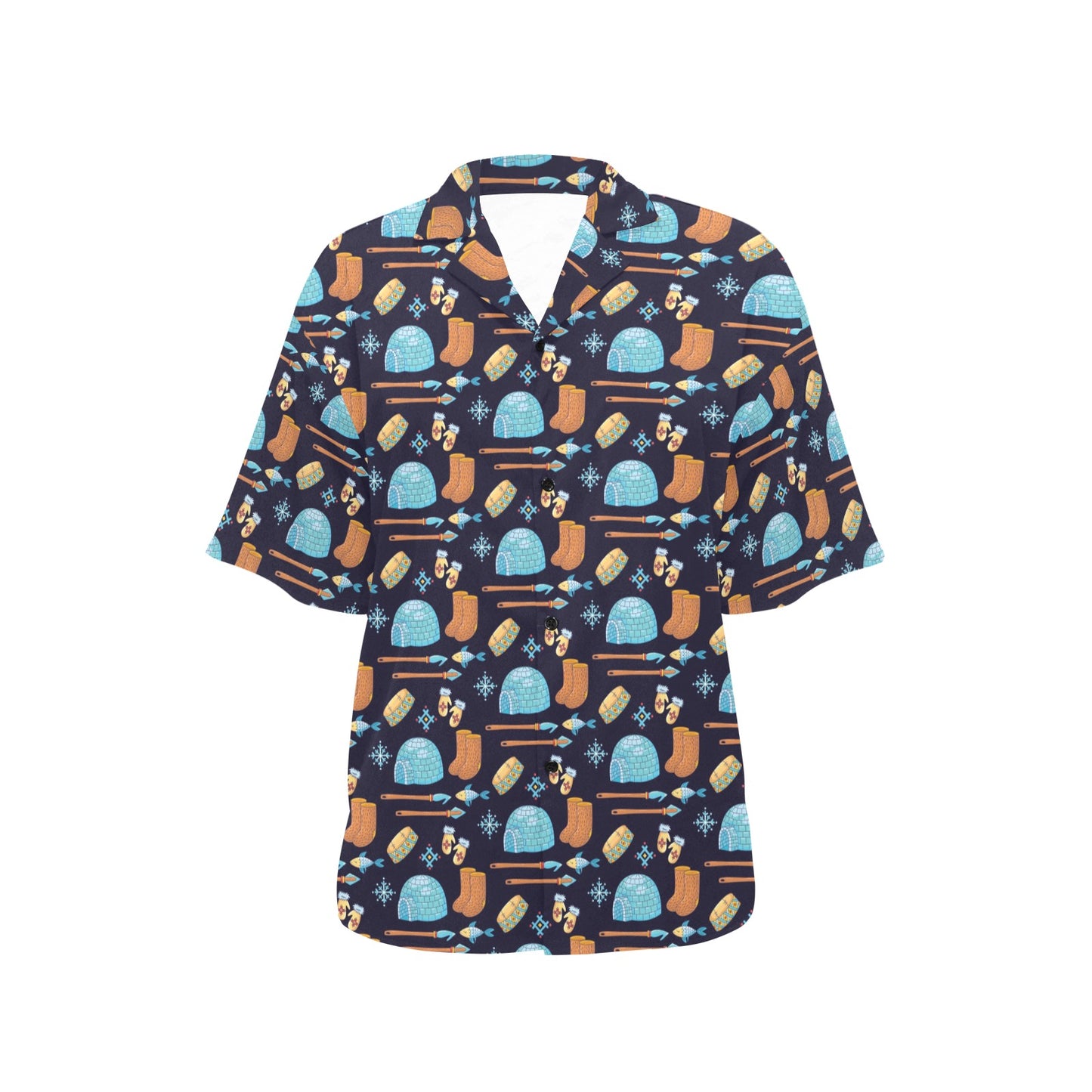 Eskimo Pattern Print Design 02 Women's Hawaiian Shirt
