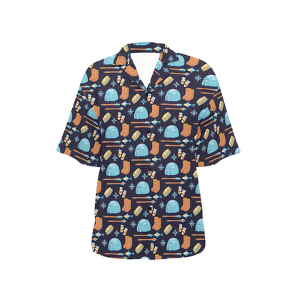 Eskimo Pattern Print Design 02 Women's Hawaiian Shirt
