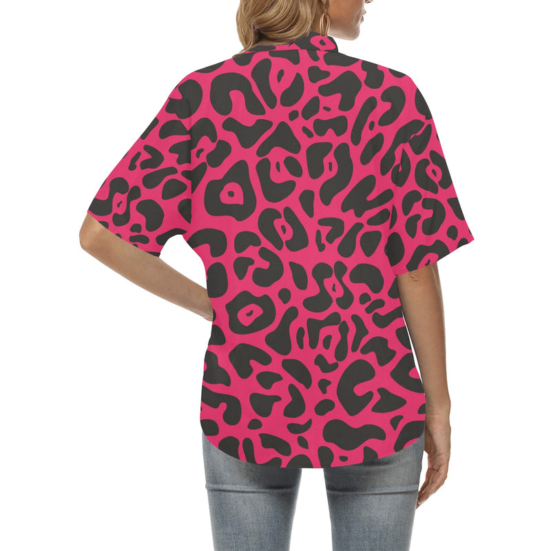 Cheetah Pink Print Pattern Women's Hawaiian Shirt
