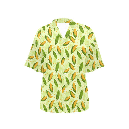 Agricultural Fresh Corn cob Print Pattern Women's Hawaiian Shirt
