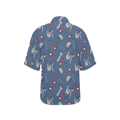 Equestrian Equipment Background Women's Hawaiian Shirt