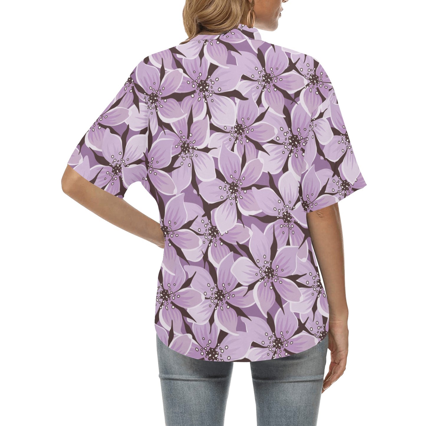 Lilac Pattern Print Design 01 Women's Hawaiian Shirt