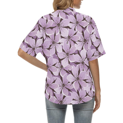Lilac Pattern Print Design 01 Women's Hawaiian Shirt