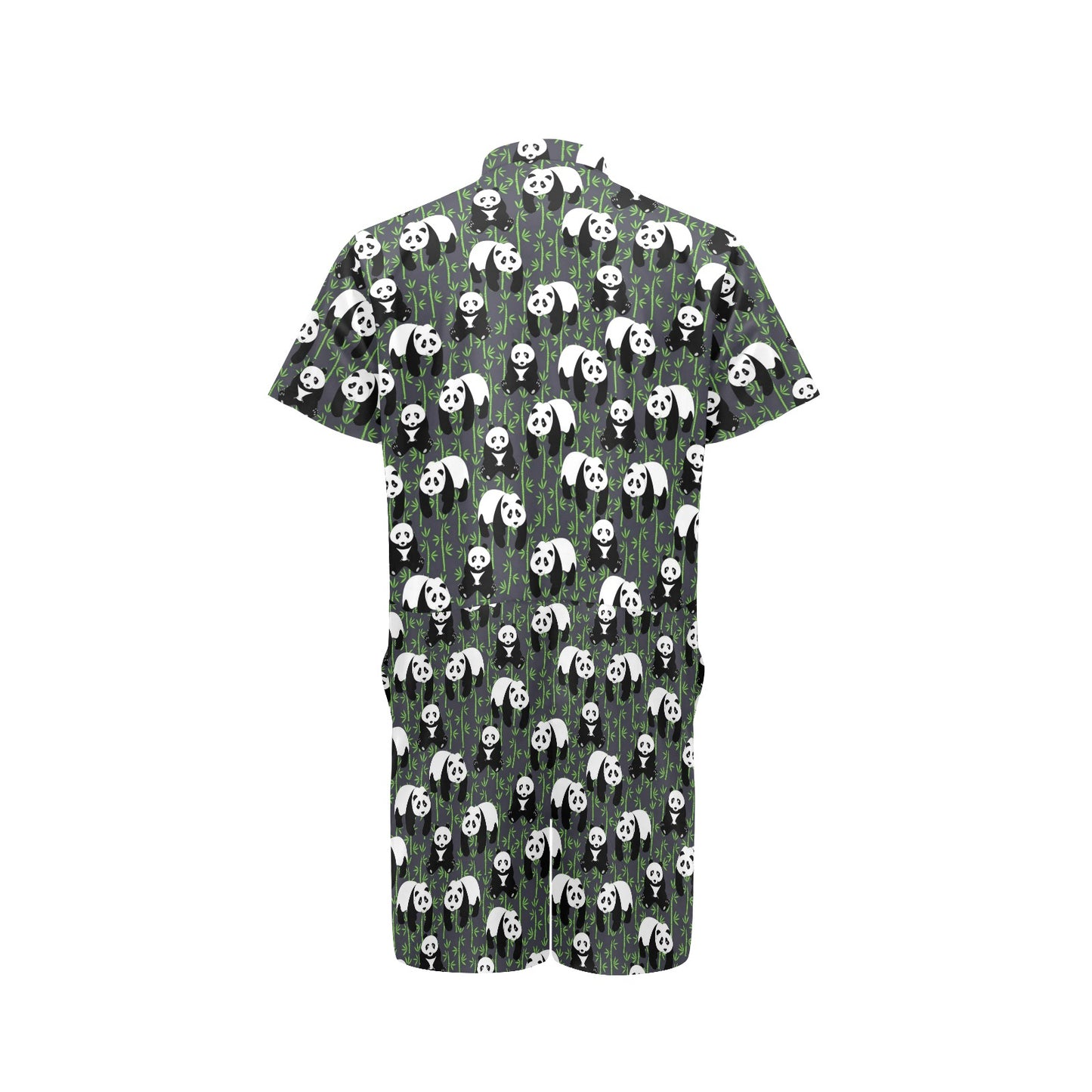 Panda Bear Bamboo Themed Print Men's Romper