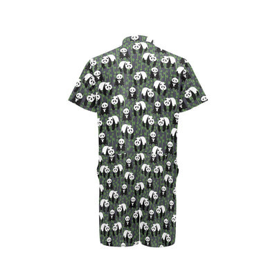 Panda Bear Bamboo Themed Print Men's Romper