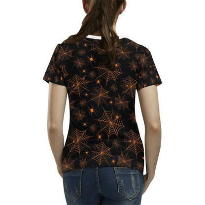 Spider Web Print Design LKS306 Women's  T-shirt