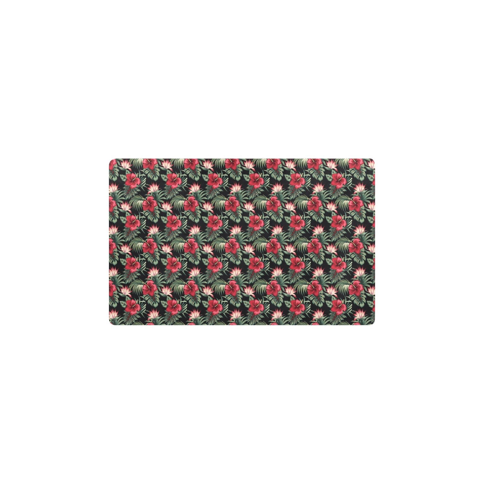 Flower Hawaiian Red Hibiscus Design Print Kitchen Mat