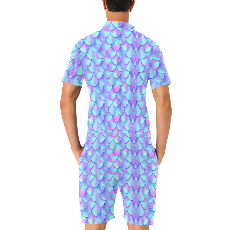 Mermaid Tail Design Print Pattern Men's Romper