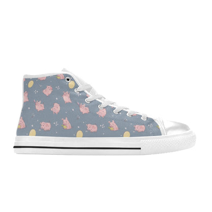 Pig Print Design LKS405 High Top Women's White Shoes