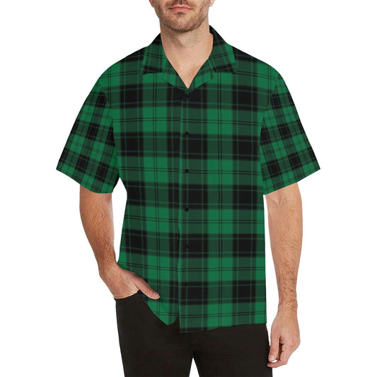 Tartan Green Print Design LKS302 Men's Hawaiian Shirt