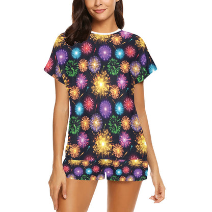 Firework Print Design LKS305 Women's Short Pajama Set