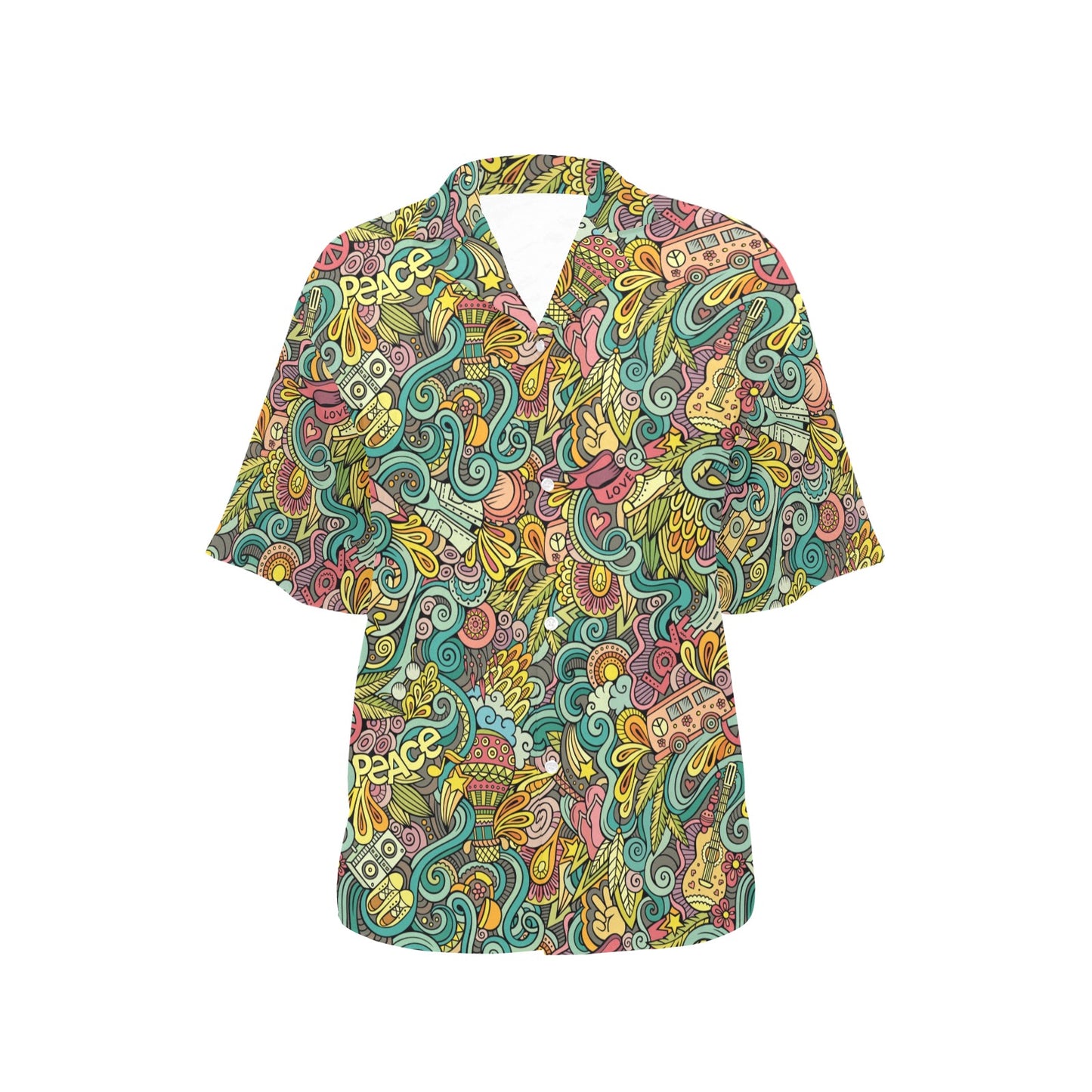 Hippie Print Design LKS302 Women's Hawaiian Shirt