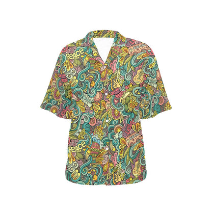 Hippie Print Design LKS302 Women's Hawaiian Shirt