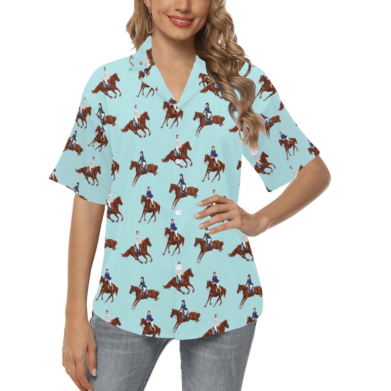 Equestrian Horse Riding Women's Hawaiian Shirt