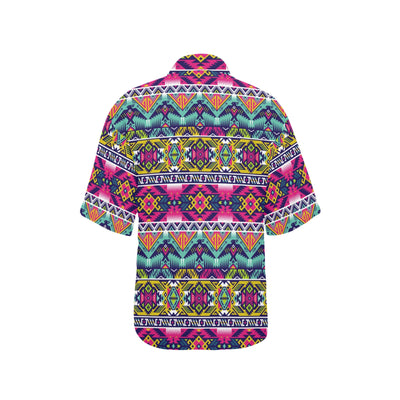 Indian Navajo Color Themed Design Print Women's Hawaiian Shirt