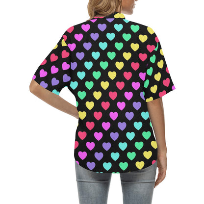 Heart Rainbow Pattern Print Design HE02 Women's Hawaiian Shirt