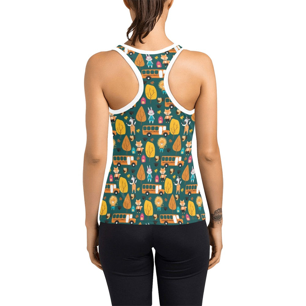 School Bus Print Design LKS309 Women's Racerback Tank Top
