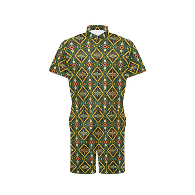 Kente Green Design African Print Men's Romper