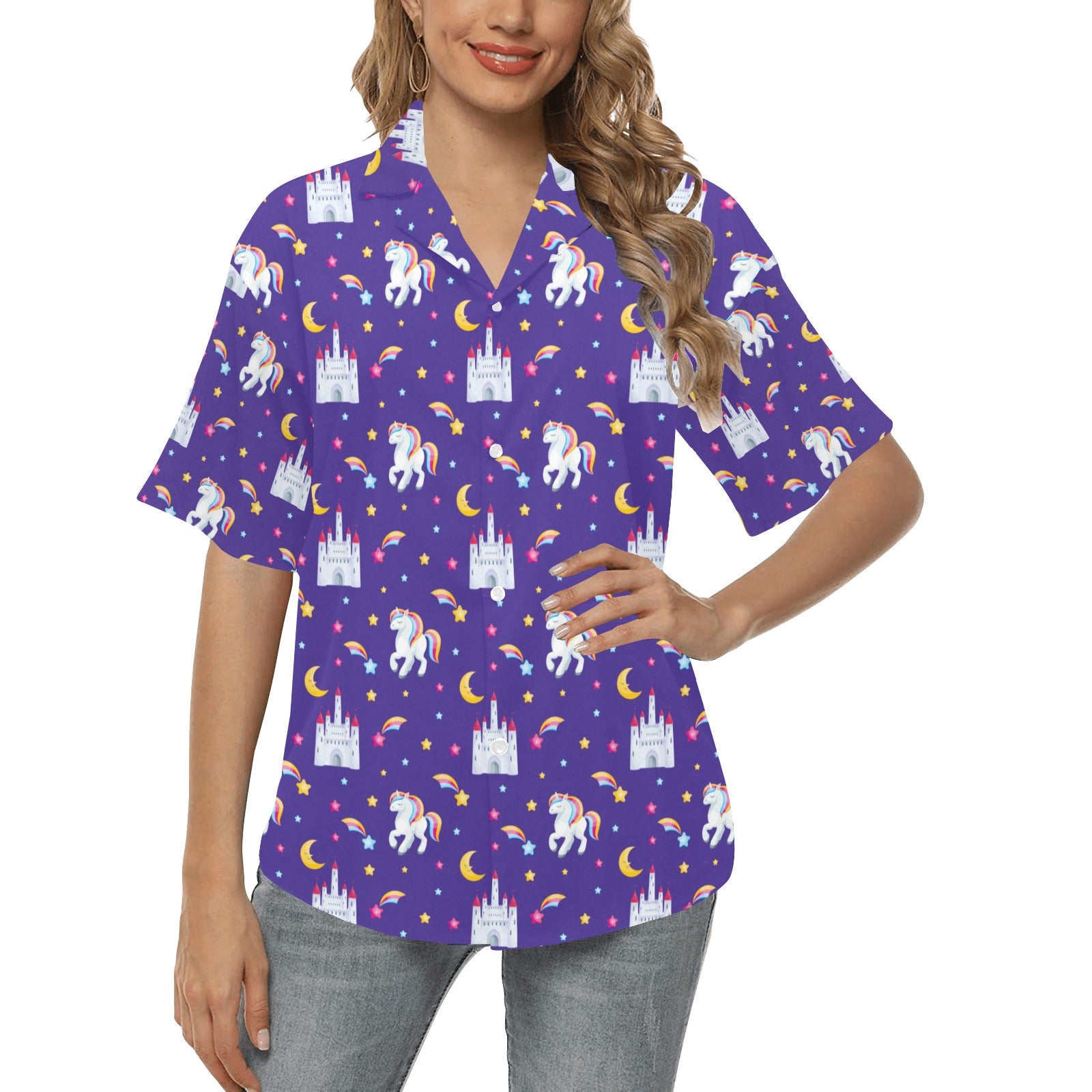 Unicorn Casttle Women's Hawaiian Shirt