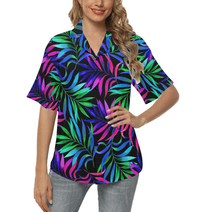 Tropical Flower Pattern Print Design TF010 Women's Hawaiian Shirt