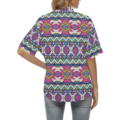 Aztec Pink Geometric Print Pattern Women's Hawaiian Shirt