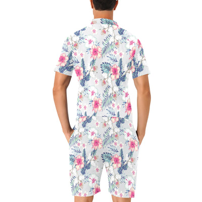 Hibiscus Print Men's Romper