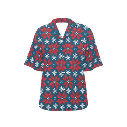 Poinsettia Pattern Print Design A02 Women's Hawaiian Shirt