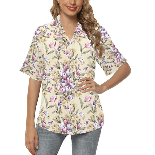 Tulip Pattern Print Design TP04 Women's Hawaiian Shirt