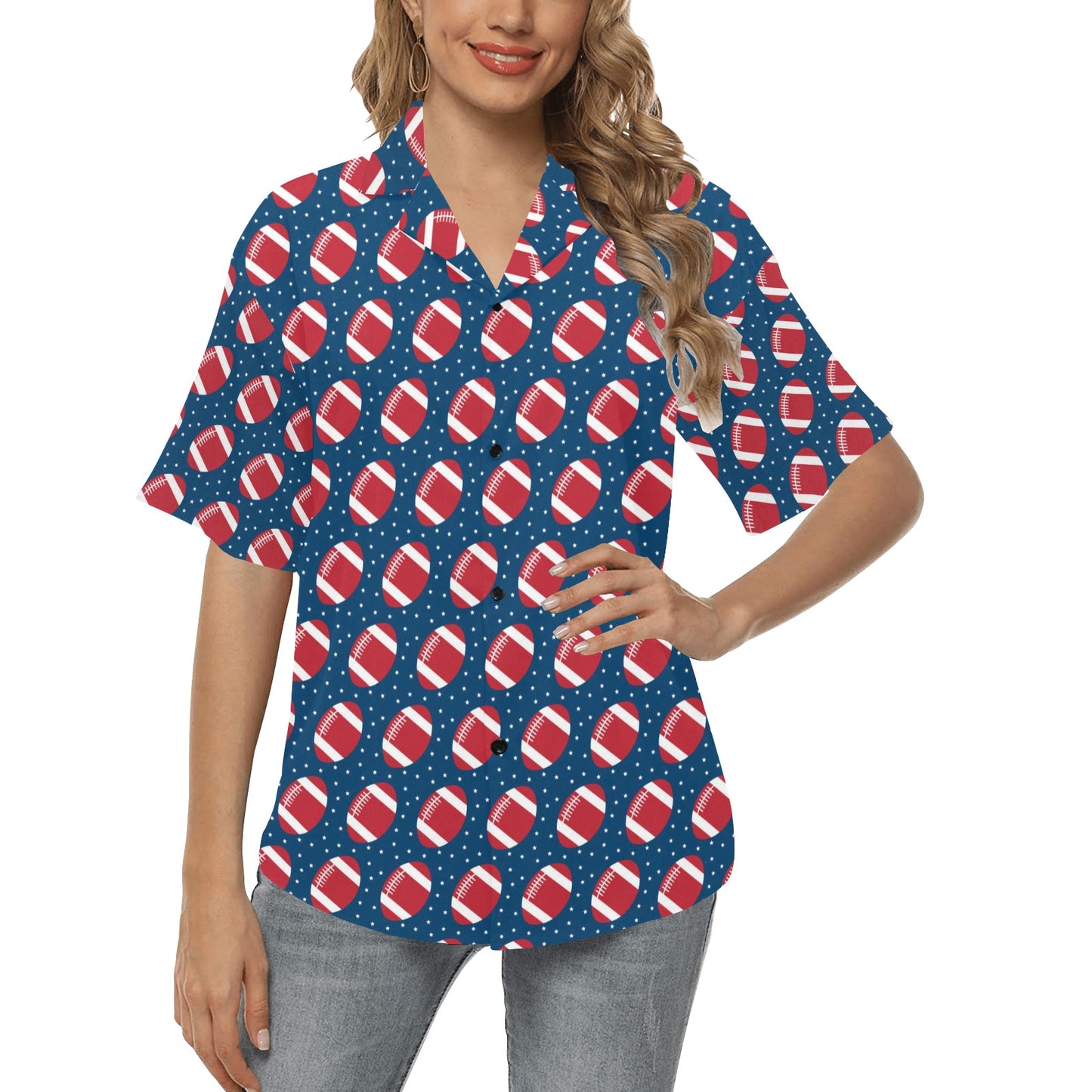 American Football Star Design Pattern Women's Hawaiian Shirt