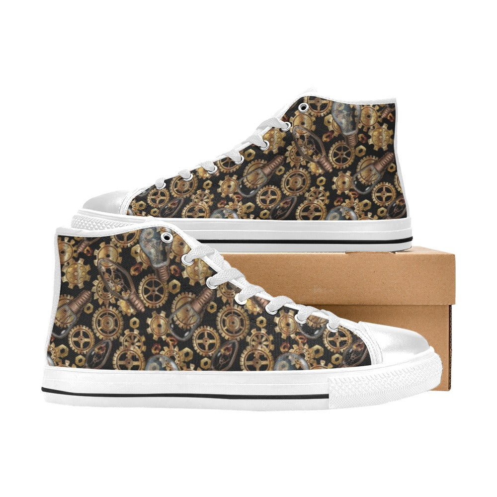 Steampunk Lightbulb Print Design LKS304 High Top Women's White Shoes