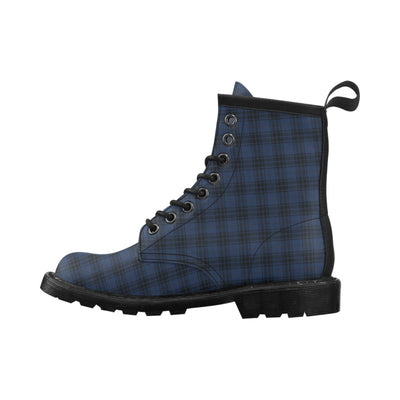 Navy Blue Tartan Plaid Pattern Women's Boots