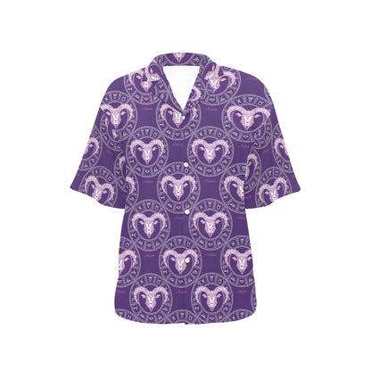 Aries Zodiac Pattern Print Design 02 Women's Hawaiian Shirt