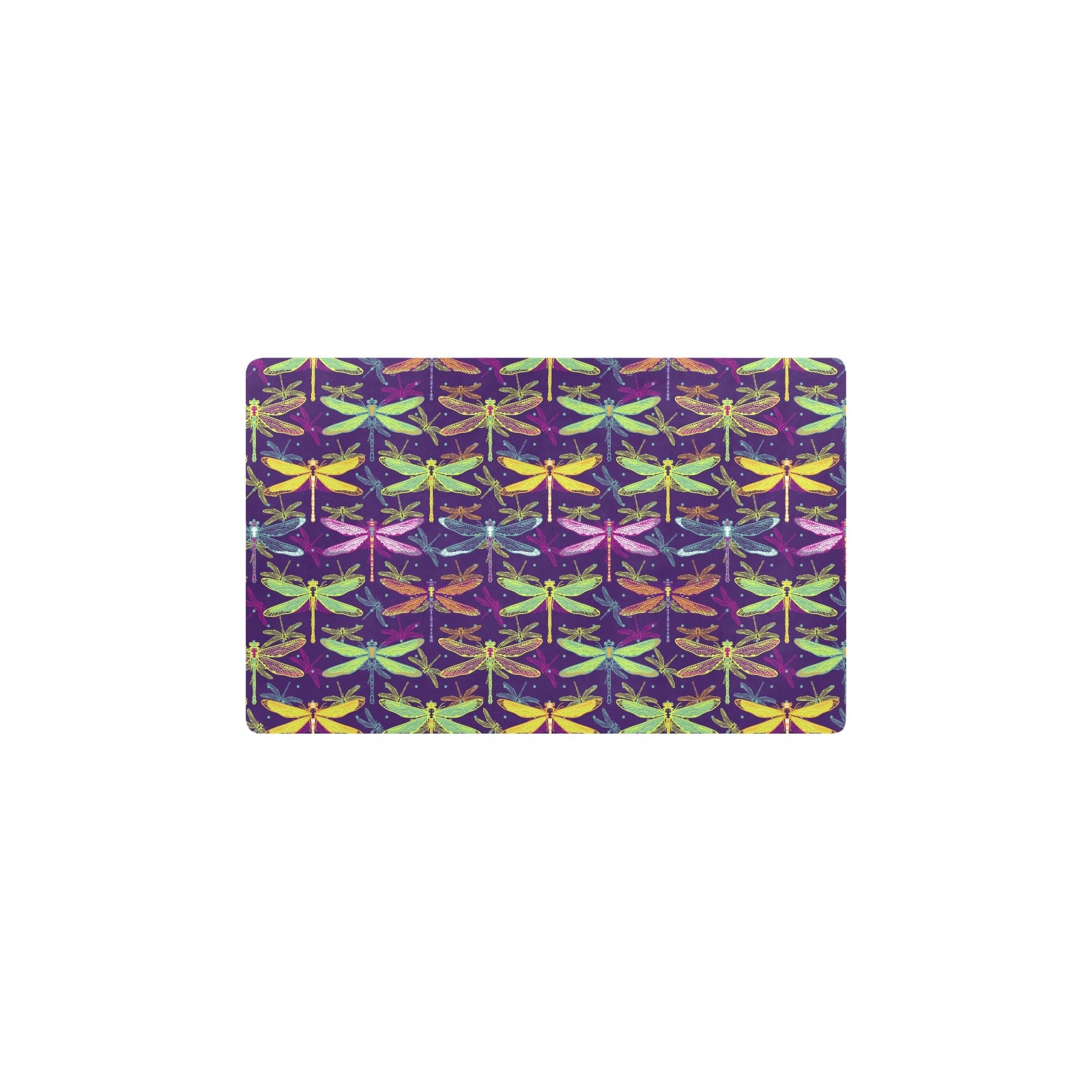 Dragonfly Neon Color Print Pattern Kitchen Mat