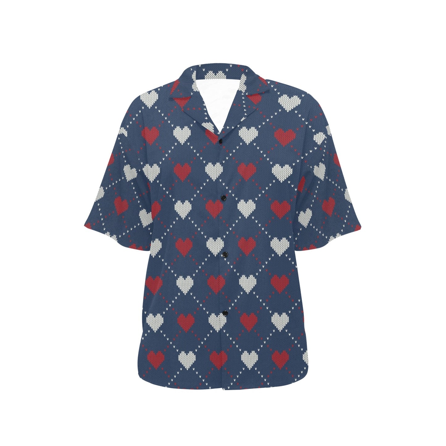 Heart Knit Pattern Print Design HE05 Women's Hawaiian Shirt