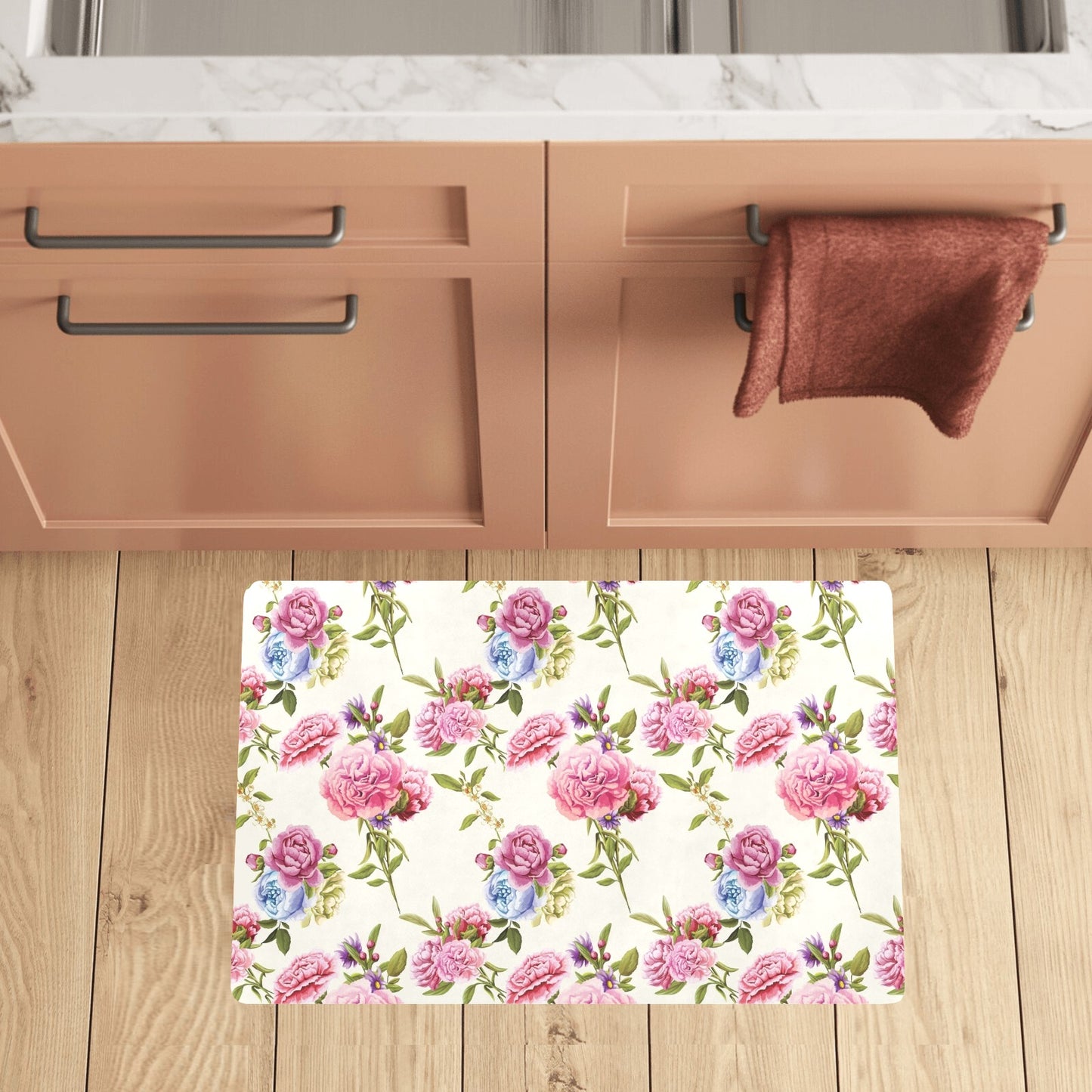Carnations Pattern Print Design CN02 Kitchen Mat