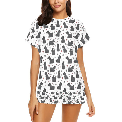 Scottish Terriers Print Design LKS3015 Women's Short Pajama Set