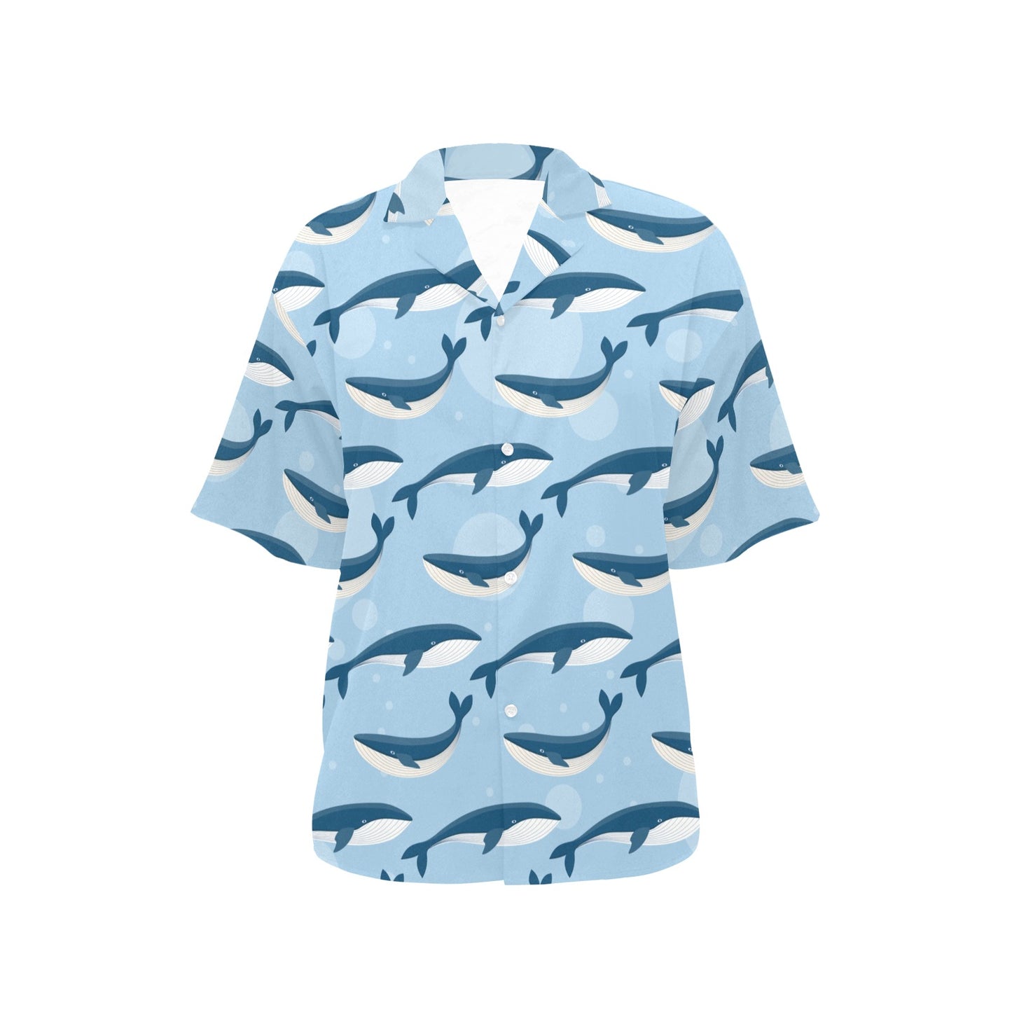 Blue Whale Pattern Print Design 02 Women's Hawaiian Shirt