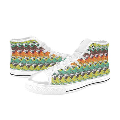 Electric Guitar Print Design LKS401 High Top Women's White Shoes