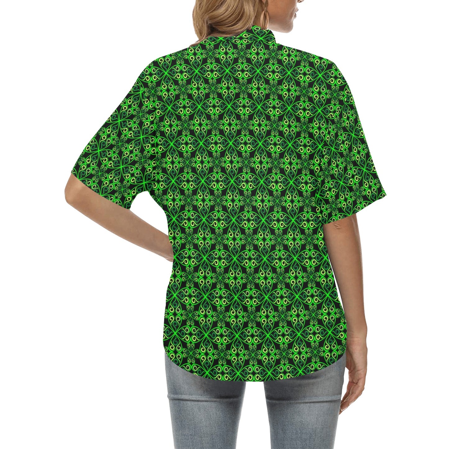 Celtic Green Neon Design Women's Hawaiian Shirt