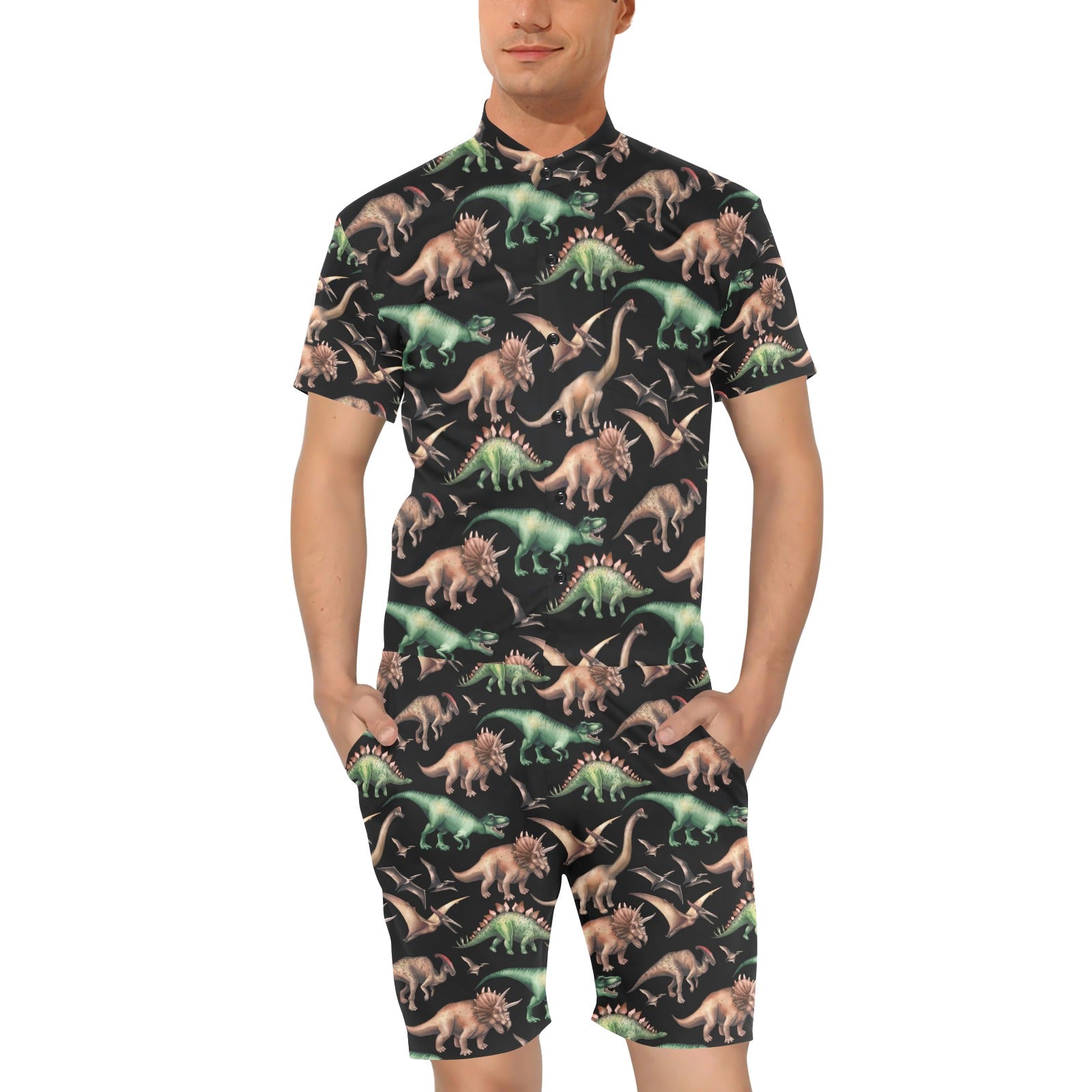 Dinosaur Print Pattern Men's Romper