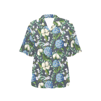 Hydrangea Pattern Print Design 02 Women's Hawaiian Shirt