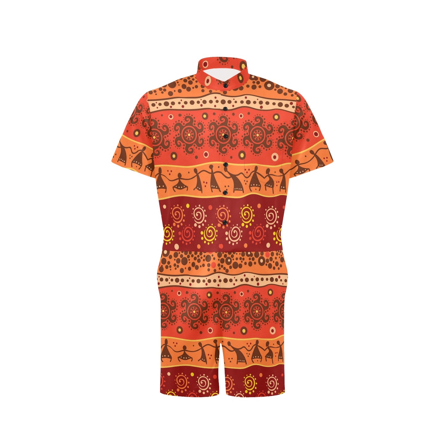 African Pattern Print Design 04 Men's Romper