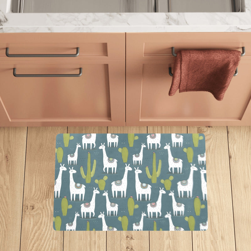 Llama Cactus Pattern Print Design 03 Kitchen Mat