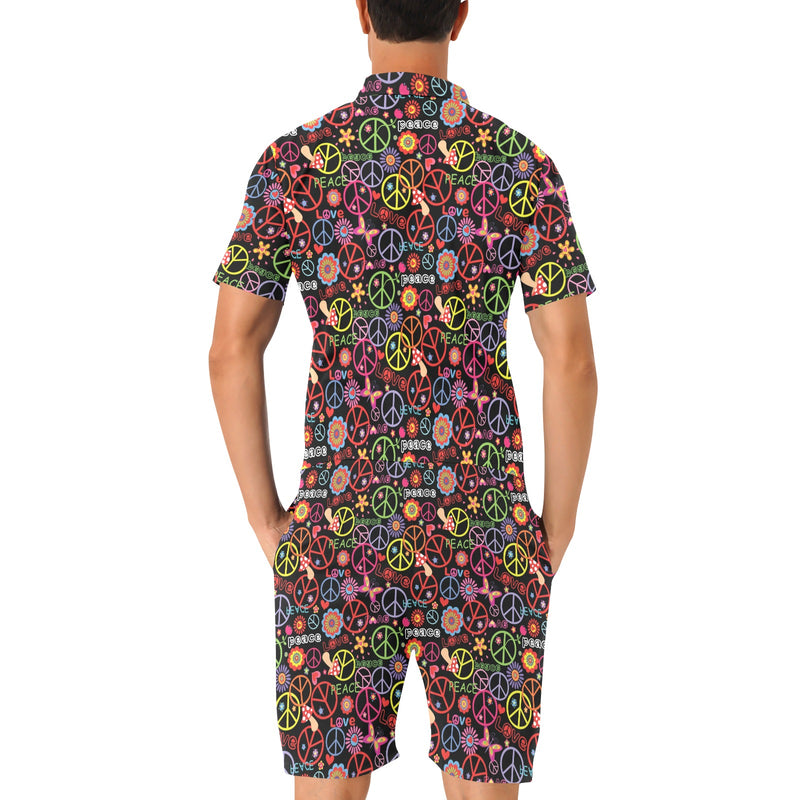 Peace Sign Colorful Design Print Men's Romper